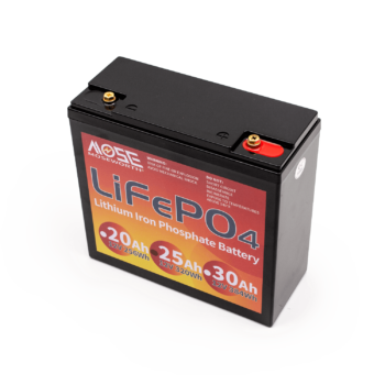 LiFePo4 12v 25Ah batteri set forfra