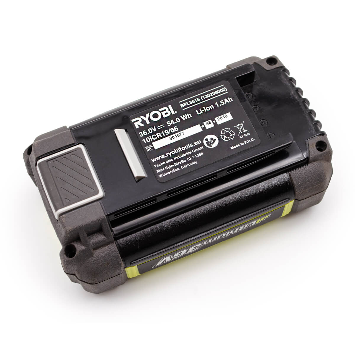 Ryobi 36V BOL3615 batteri set fra siden